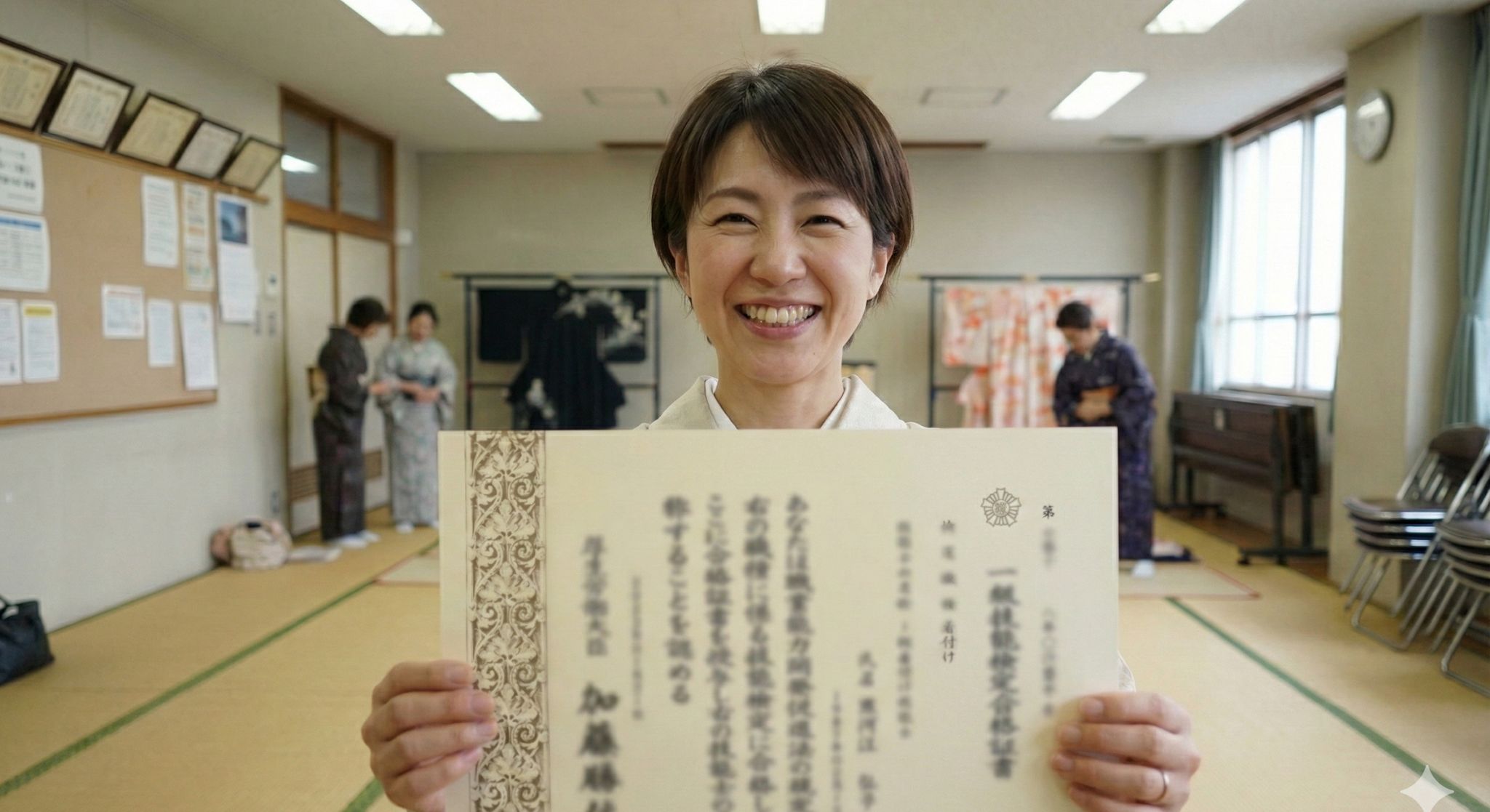 着付け技能検定 合格祝賀会の様子